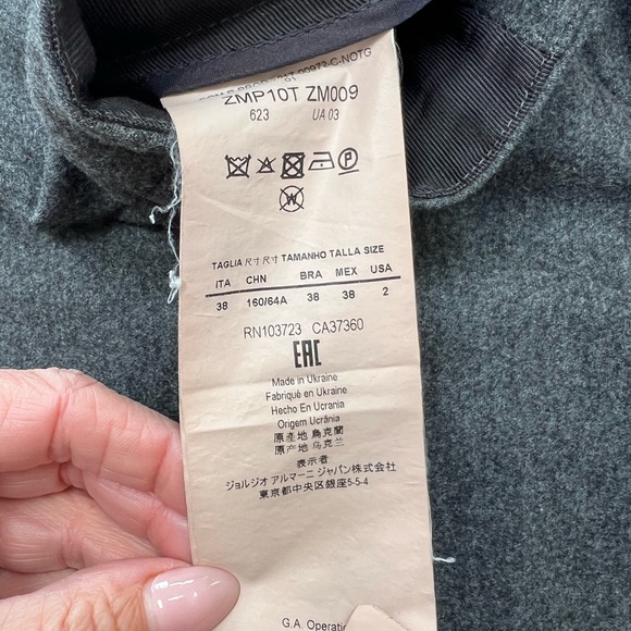 Armani Collezioni Dark Gray Wool Straight Leg Trousers with Cuffed Hem - Picture 10 of 11